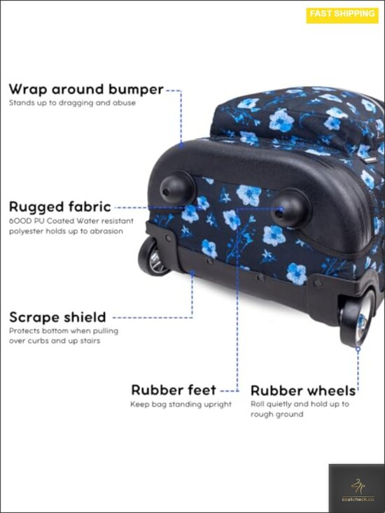 Rolling Backpack with Wheels for School, 18x13x9, Large Capacity, Durable, main image 4
